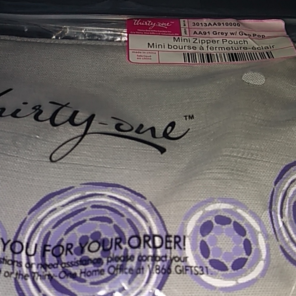 NWOT Thirty-One mini zipper pouch
